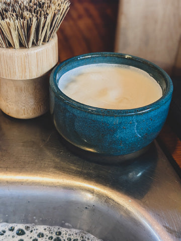 Solid Dish Soap | Rosemary, Lemongrass + Sweet Orange Dish Soap in Handmade Stoneware Pottery
