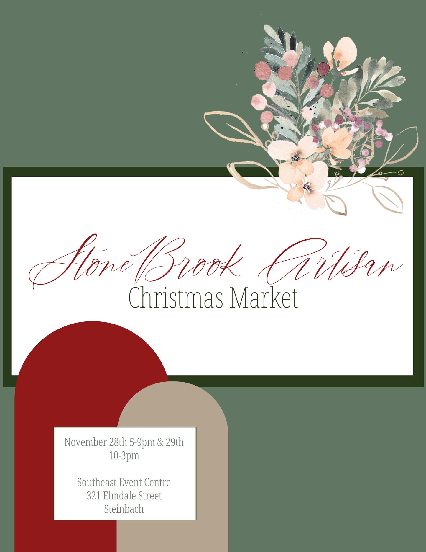 Stone Brook Artisan Market Steinbach Manitoba pick up - November 28 & 29